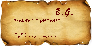 Benkő Győző névjegykártya